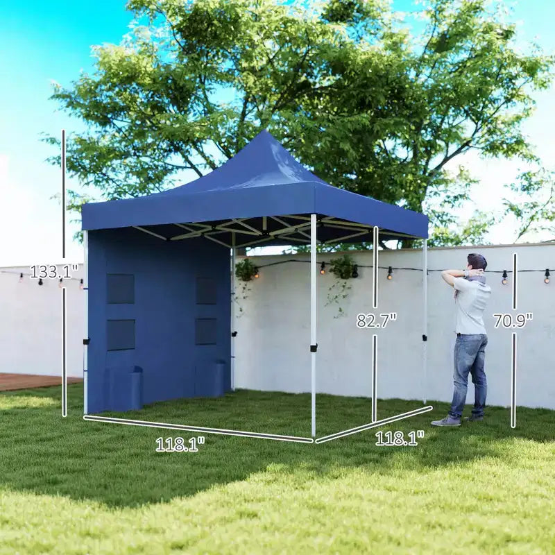 10' x 10' Heavy Duty Pop Up Canopy Tent with Sidewall, UPF50+ Instant Sun Shelter with Storage Pockets