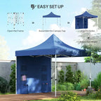 10' x 10' Heavy Duty Pop Up Canopy Tent with Sidewall, UPF50+ Instant Sun Shelter with Storage Pockets