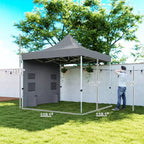10' x 10' Heavy Duty Pop Up Canopy Tent with Sidewall, UPF50+ Instant Sun Shelter with Storage Pockets