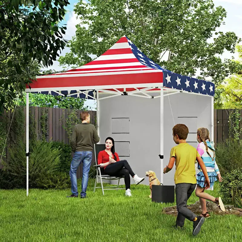 10' x 10' Heavy Duty Pop Up Canopy Tent with Sidewall, UPF50+ Instant Sun Shelter with Storage Pockets
