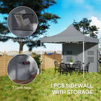 10' x 10' Heavy Duty Pop Up Canopy Tent with Sidewall, UPF50+ Instant Sun Shelter with Storage Pockets