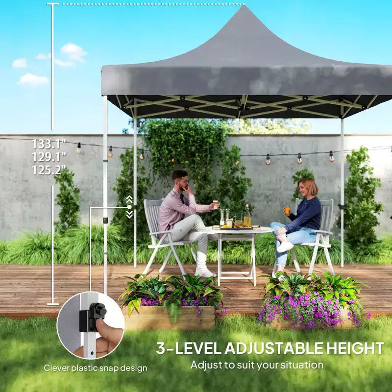 10' x 10' Heavy Duty Pop Up Canopy Tent with Sidewall, UPF50+ Instant Sun Shelter with Storage Pockets