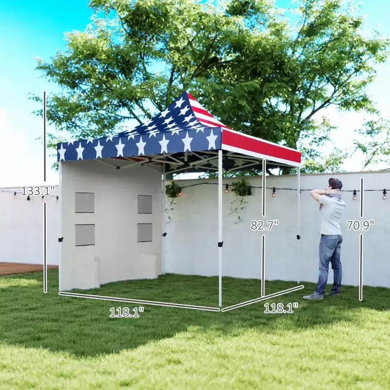 10' x 10' Heavy Duty Pop Up Canopy Tent with Sidewall, UPF50+ Instant Sun Shelter with Storage Pockets