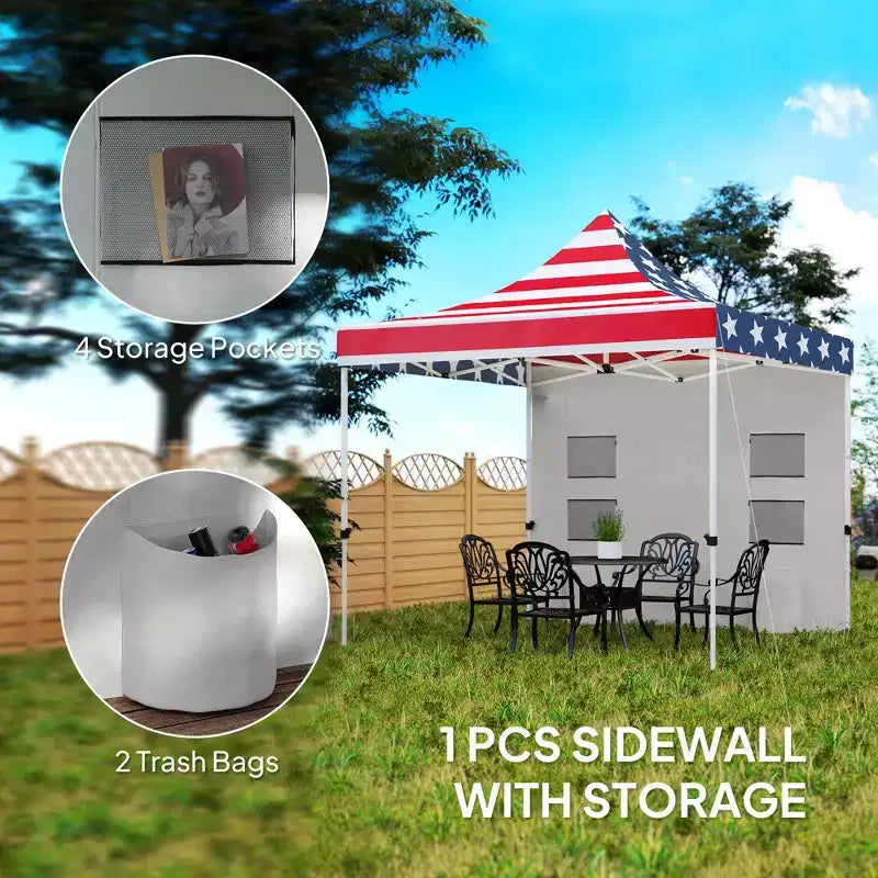 10' x 10' Heavy Duty Pop Up Canopy Tent with Sidewall, UPF50+ Instant Sun Shelter with Storage Pockets