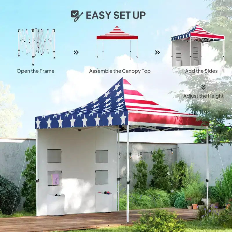 10' x 10' Heavy Duty Pop Up Canopy Tent with Sidewall, UPF50+ Instant Sun Shelter with Storage Pockets