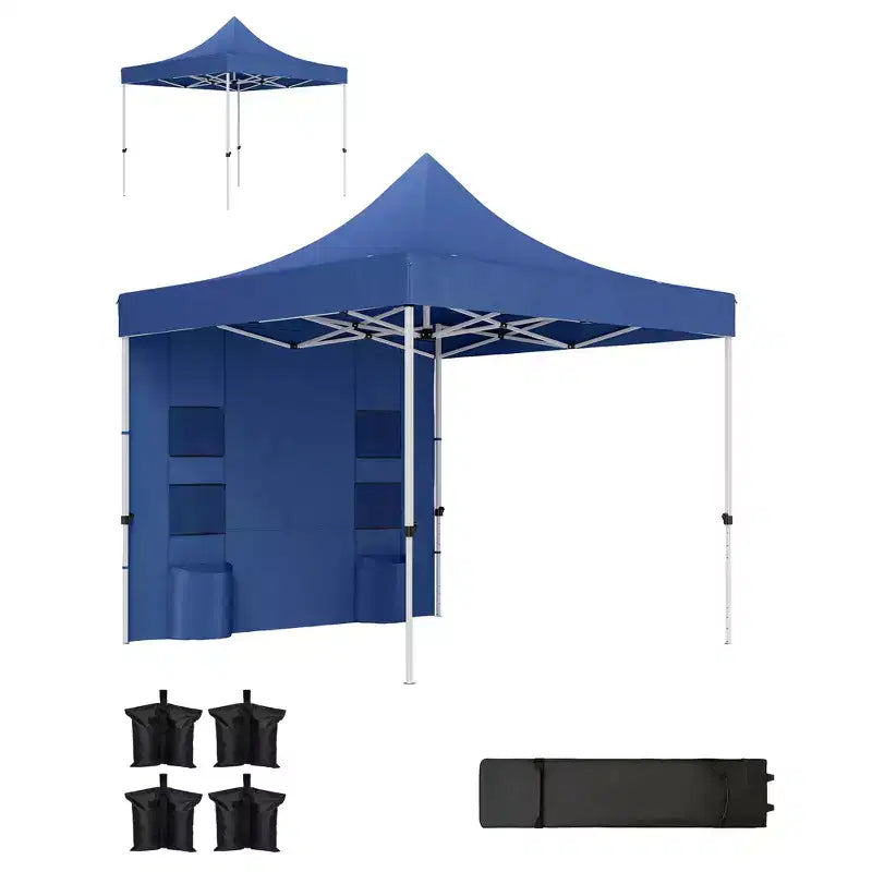 10' x 10' Heavy Duty Pop Up Canopy Tent with Sidewall, UPF50+ Instant Sun Shelter with Storage Pockets