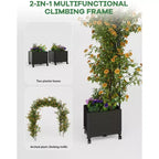 Sturdy Metal Garden Arch Trellis with Raised Planter Box, Tall Outdoor Arbor for Climbing Plants, Weddings, Parties, Yard Decor, Vine Support Frame