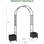 Sturdy Metal Garden Arch Trellis with Raised Planter Box, Tall Outdoor Arbor for Climbing Plants, Weddings, Parties, Yard Decor, Vine Support Frame