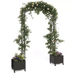 Sturdy Metal Garden Arch Trellis with Raised Planter Box, Tall Outdoor Arbor for Climbing Plants, Weddings, Parties, Yard Decor, Vine Support Frame