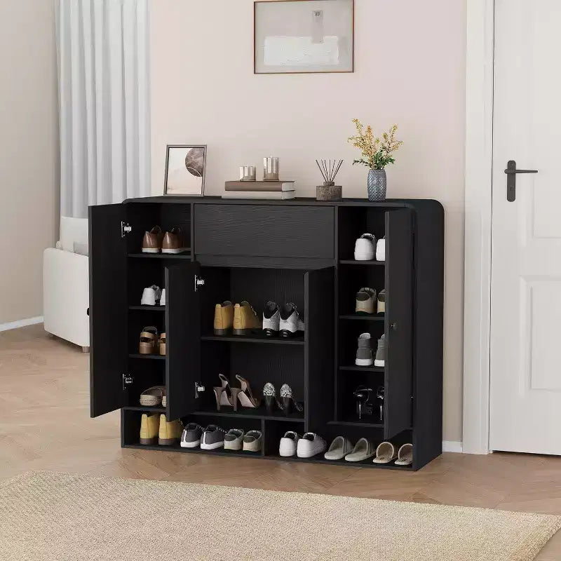 Acekool 47 Inch Shoe Storage Cabinet with 4 Doors 1 Drawer Narrow Entryway Organizer for Hallway & Living Room