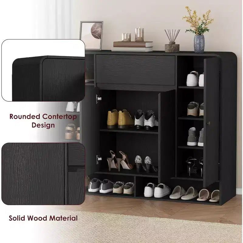 Acekool 47 Inch Shoe Storage Cabinet with 4 Doors 1 Drawer Narrow Entryway Organizer for Hallway & Living Room
