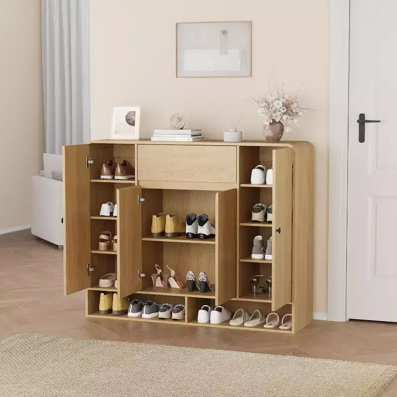 Acekool 47 Inch Shoe Storage Cabinet with 4 Doors 1 Drawer Narrow Entryway Organizer for Hallway & Living Room