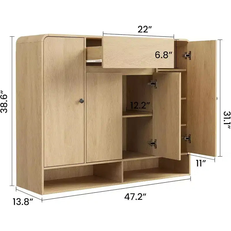 Acekool 47 Inch Shoe Storage Cabinet with 4 Doors 1 Drawer Narrow Entryway Organizer for Hallway & Living Room