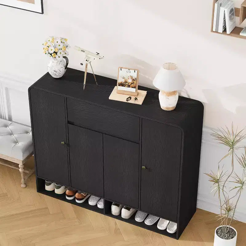 Acekool 47 Inch Shoe Storage Cabinet with 4 Doors 1 Drawer Narrow Entryway Organizer for Hallway & Living Room