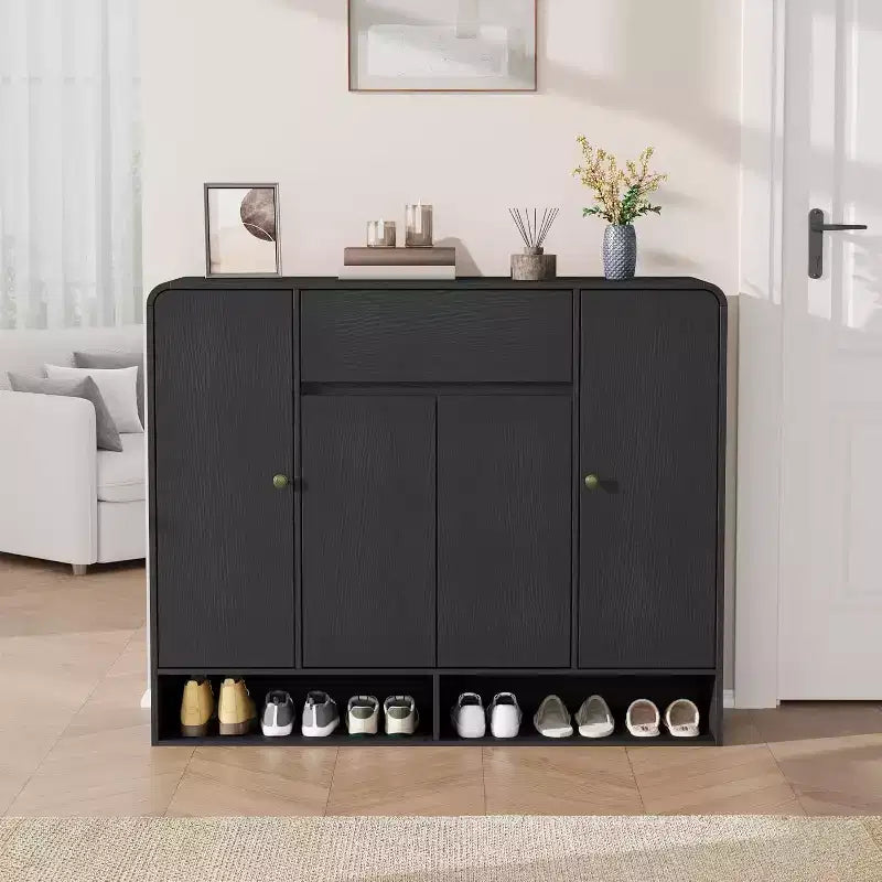 Acekool 47 Inch Shoe Storage Cabinet with 4 Doors 1 Drawer Narrow Entryway Organizer for Hallway & Living Room