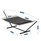 Extra Wide Double Hammock with Heavy Duty Steel Stand,Quilted Fabric Hammock with Pillow and Thick Rope, Portable Durable Hammock for Outdoor Patio