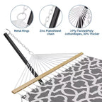 Extra Wide Double Hammock with Heavy Duty Steel Stand,Quilted Fabric Hammock with Pillow and Thick Rope, Portable Durable Hammock for Outdoor Patio