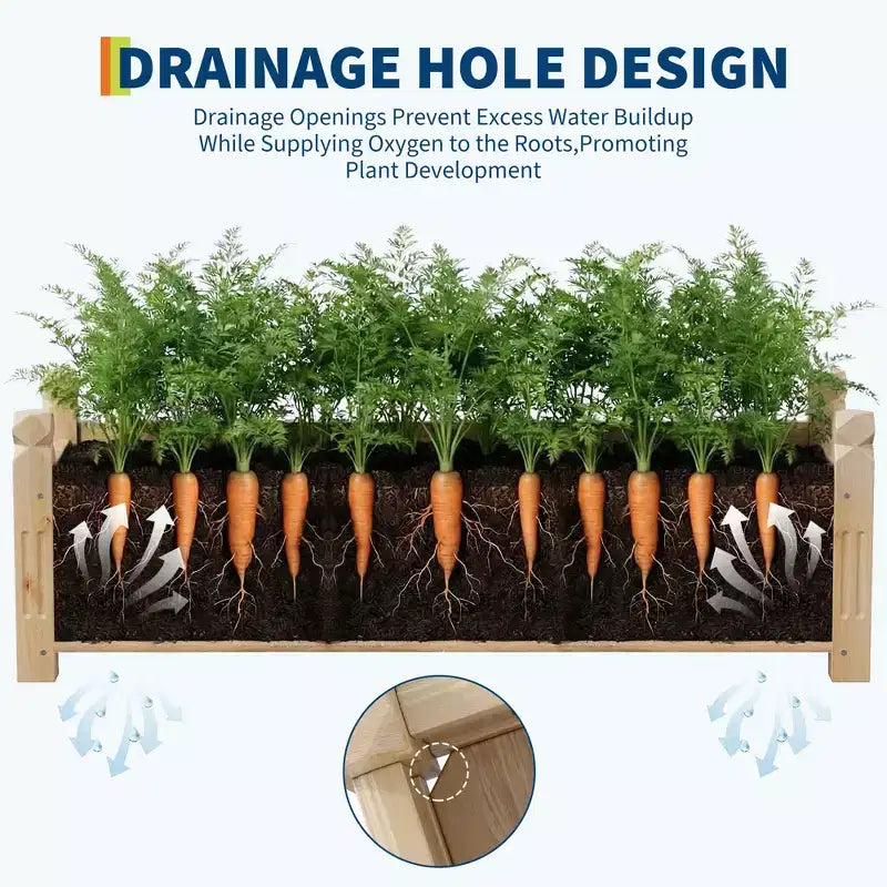 Spacious Wooden Raised Garden Bed - Durable Fir Wood Planter Box, Outdoor Planting Container for Vegetables, Herbs, Flowers, Patio, Balcony, Backyard