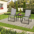 Costway Outdoor Folding Chairs Set of 2/4 Lightweight High Back Chairs w/ Armrests Cozy Seat Fabric