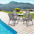 Costway Outdoor Folding Chairs Set of 2/4 Lightweight High Back Chairs w/ Armrests Cozy Seat Fabric