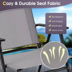 Costway Outdoor Folding Chairs Set of 2/4 Lightweight High Back Chairs w/ Armrests Cozy Seat Fabric