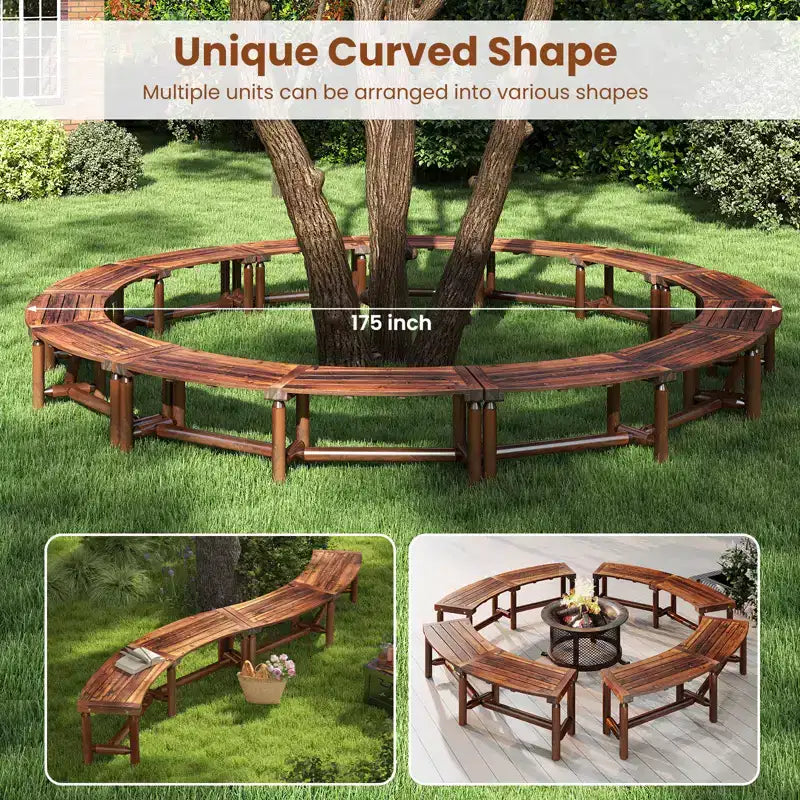 Costway Patio Curved Bench for 2-3 People Outdoor Loveseat for Backyard Garden