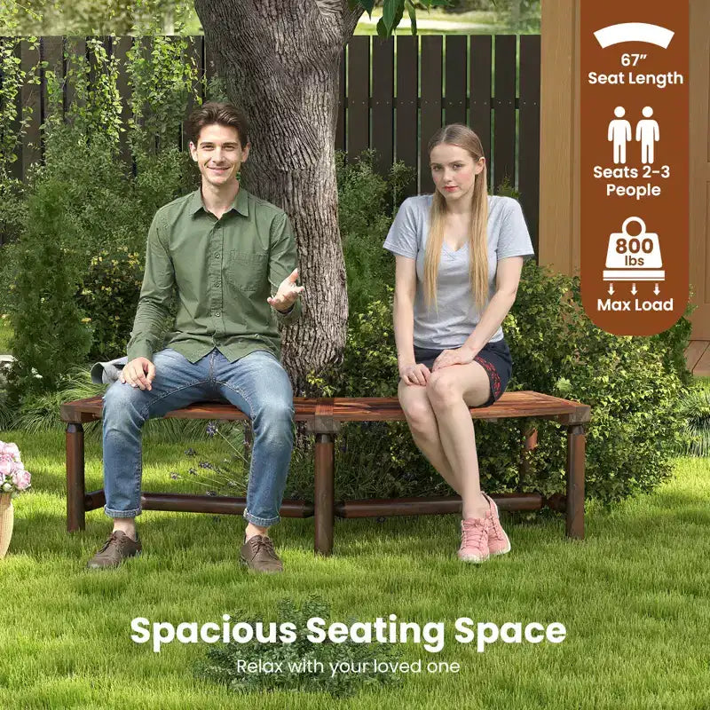 Costway Patio Curved Bench for 2-3 People Outdoor Loveseat for Backyard Garden
