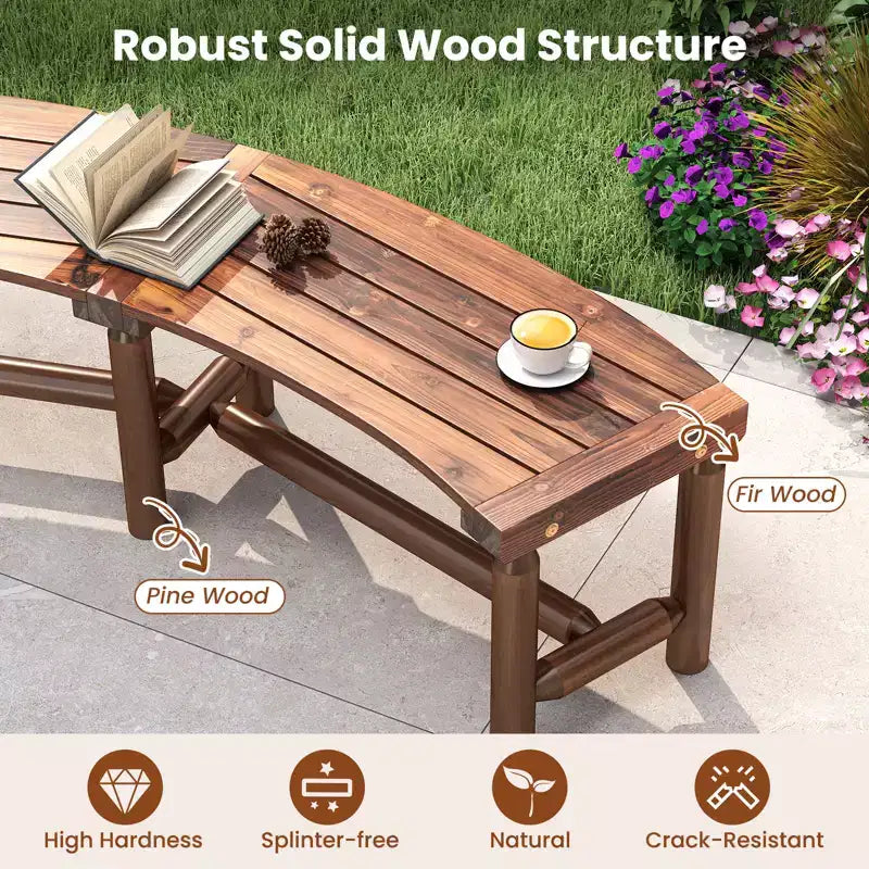 Costway Patio Curved Bench for 2-3 People Outdoor Loveseat for Backyard Garden
