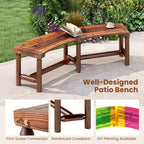 Costway Patio Curved Bench for 2-3 People Outdoor Loveseat for Backyard Garden