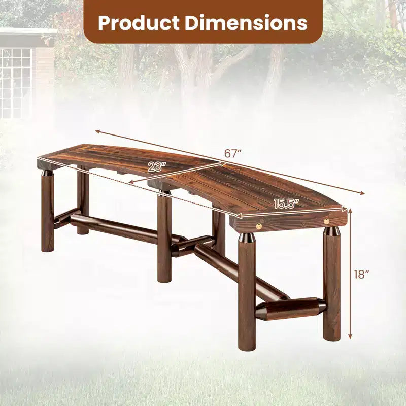 Costway Patio Curved Bench for 2-3 People Outdoor Loveseat for Backyard Garden