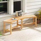 Costway Patio Curved Bench for 2-3 People Outdoor Loveseat for Backyard Garden