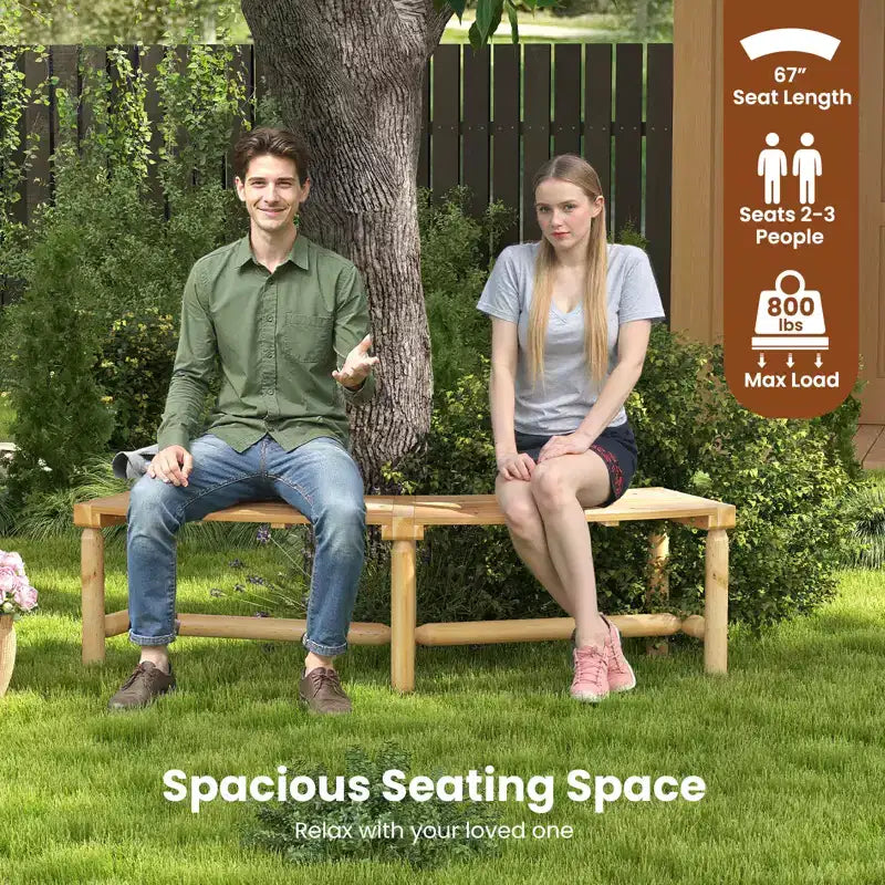 Costway Patio Curved Bench for 2-3 People Outdoor Loveseat for Backyard Garden