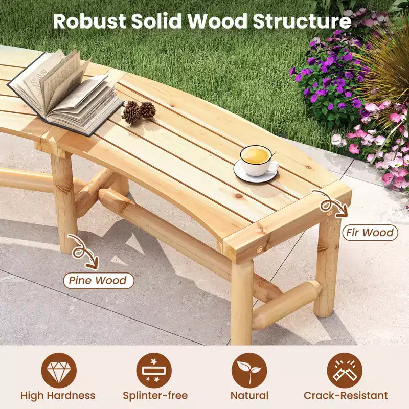 Costway Patio Curved Bench for 2-3 People Outdoor Loveseat for Backyard Garden