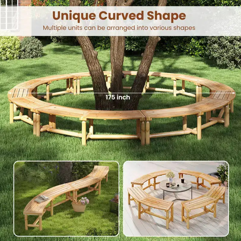 Costway Patio Curved Bench for 2-3 People Outdoor Loveseat for Backyard Garden