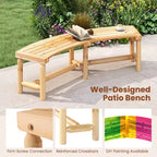 Costway Patio Curved Bench for 2-3 People Outdoor Loveseat for Backyard Garden