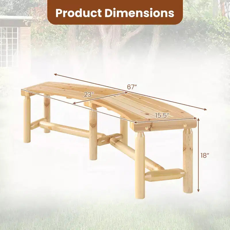Costway Patio Curved Bench for 2-3 People Outdoor Loveseat for Backyard Garden