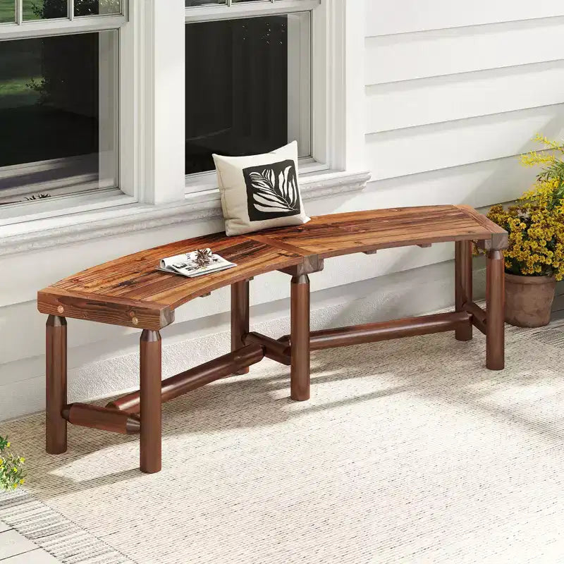 Costway Patio Curved Bench for 2-3 People Outdoor Loveseat for Backyard Garden
