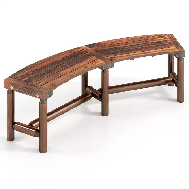 Costway Patio Curved Bench for 2-3 People Outdoor Loveseat for Backyard Garden