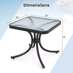 Costway 2PCS 20'' Outdoor Side Table w/Tempered Glass Top Metal Frame Patio End Table