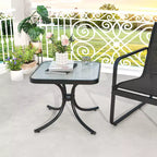 Costway 2PCS 20'' Outdoor Side Table w/Tempered Glass Top Metal Frame Patio End Table