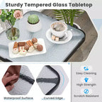 Costway 2PCS 20'' Outdoor Side Table w/Tempered Glass Top Metal Frame Patio End Table