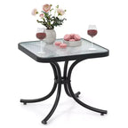 Costway 2PCS 20'' Outdoor Side Table w/Tempered Glass Top Metal Frame Patio End Table