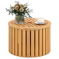 Costway 2-in-1 Outdoor Side Table w/Storage Umbrella Hole & Removable Base for Backyard