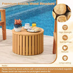Costway 2-in-1 Outdoor Side Table w/Storage Umbrella Hole & Removable Base for Backyard