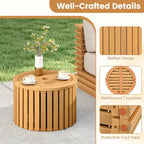 Costway 2-in-1 Outdoor Side Table w/Storage Umbrella Hole & Removable Base for Backyard