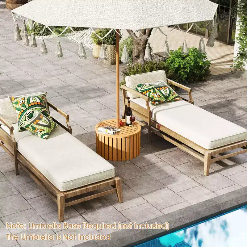 Costway 2-in-1 Outdoor Side Table w/Storage Umbrella Hole & Removable Base for Backyard
