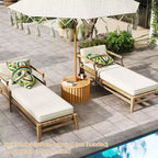 Costway 2-in-1 Outdoor Side Table w/Storage Umbrella Hole & Removable Base for Backyard