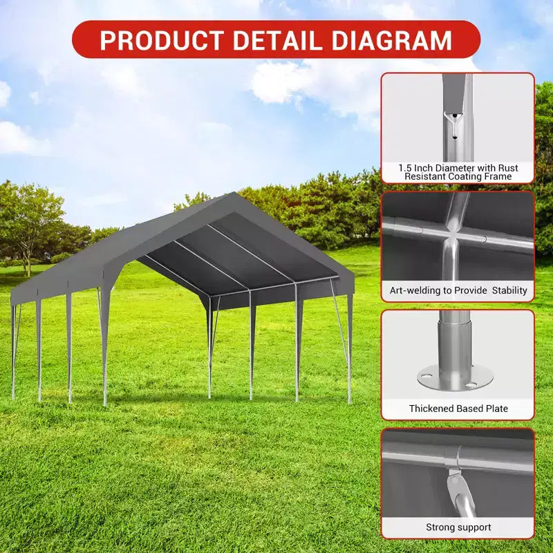 Carport Canopy 10'x20'Heavy Duty,Portable Garage Upgraded Extra Large Car Carport Canopy