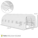 Plastic Greenhouse Cover Replacement, Heavy Duty Waterproof Tarp for Hoop House, Sheeting with 12 Windows, Door & Grid