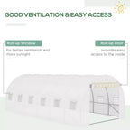 Plastic Greenhouse Cover Replacement, Heavy Duty Waterproof Tarp for Hoop House, Sheeting with 12 Windows, Door & Grid